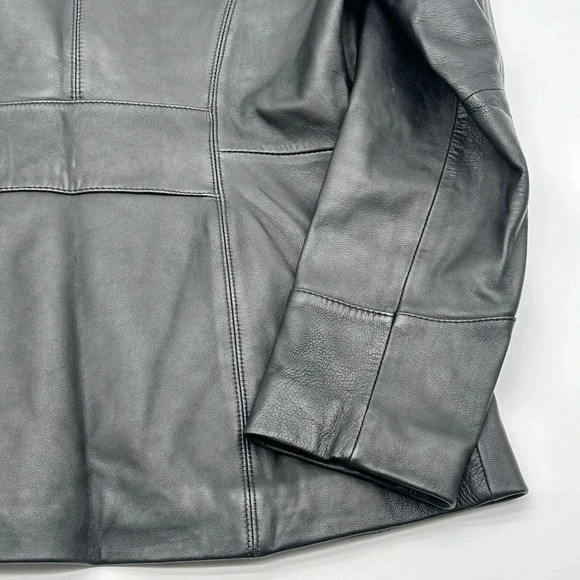 Vintage Wilsons Leather Womens Jacket Medium Black Moto Biker Motorcycle Button - Picture 6 of 8